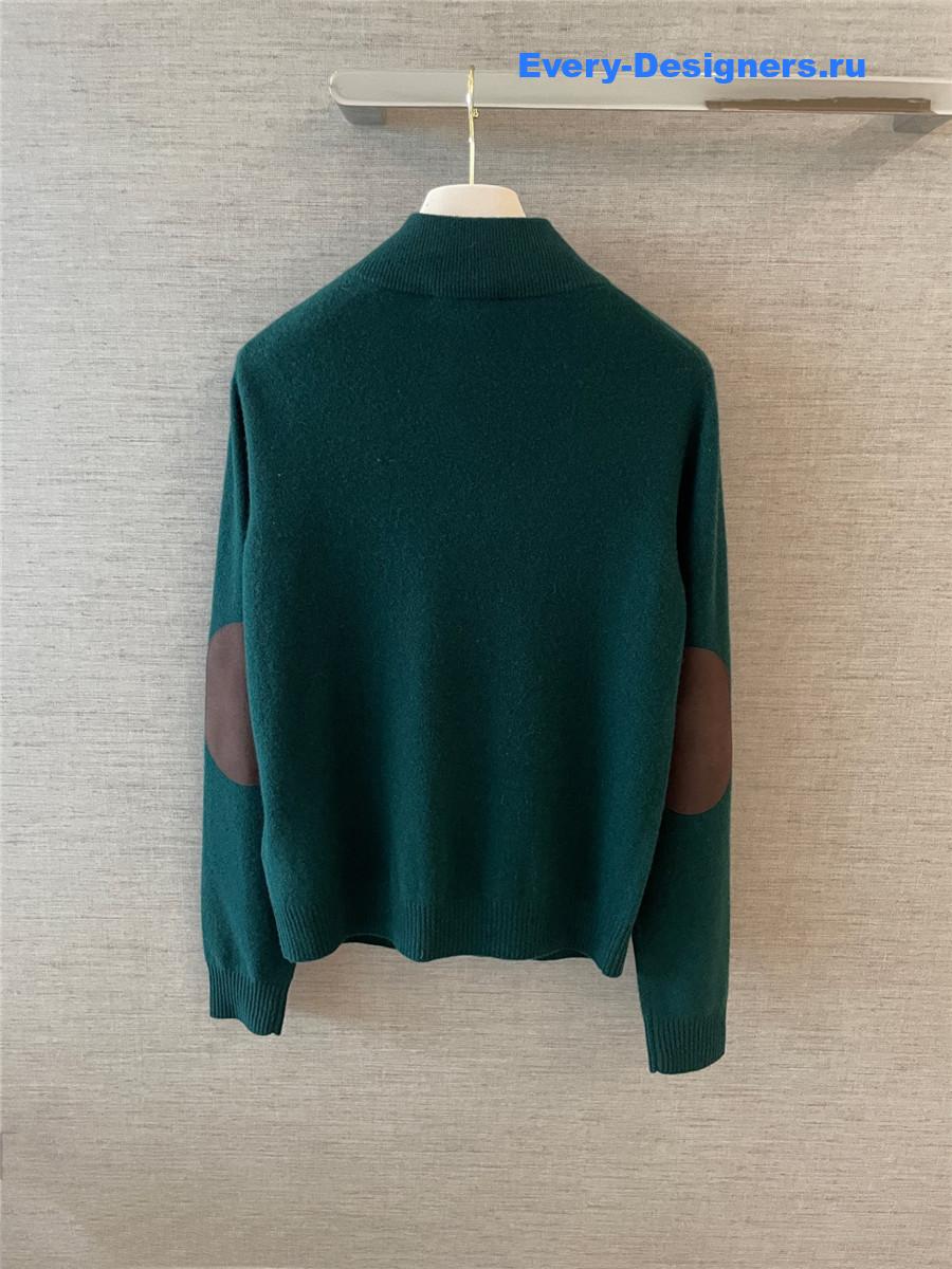 Miu Miu Blue Cashmere Zipper Cardigan