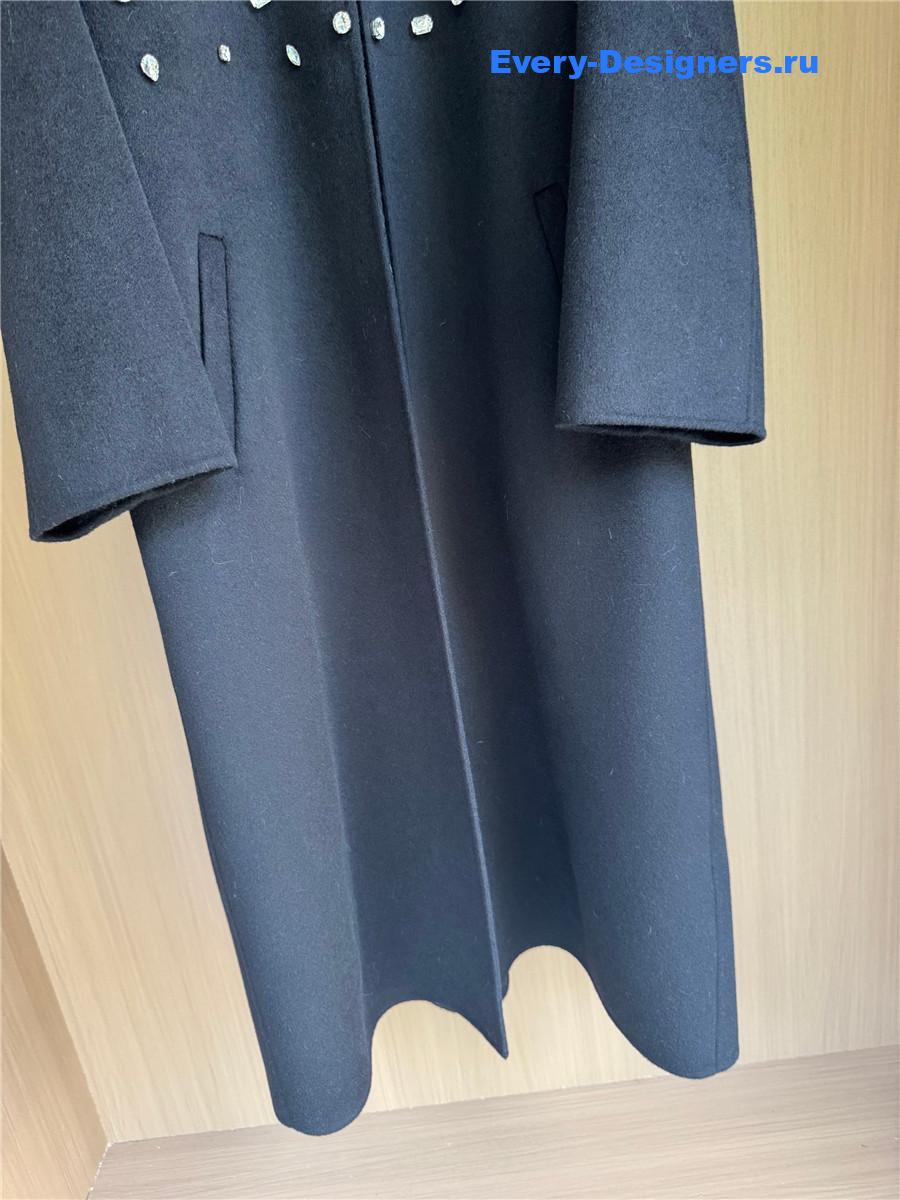 Miu Miu Crystal-embellished Black Long Cape Coat