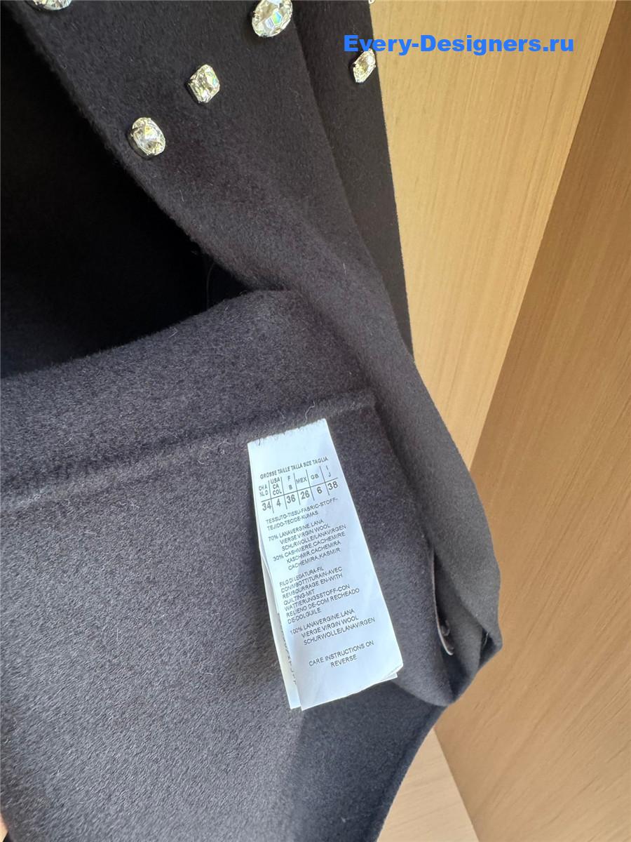 Miu Miu Crystal-embellished Black Long Cape Coat