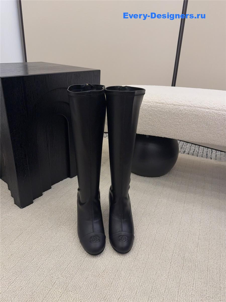 Ch**el wedge black over knee boots
