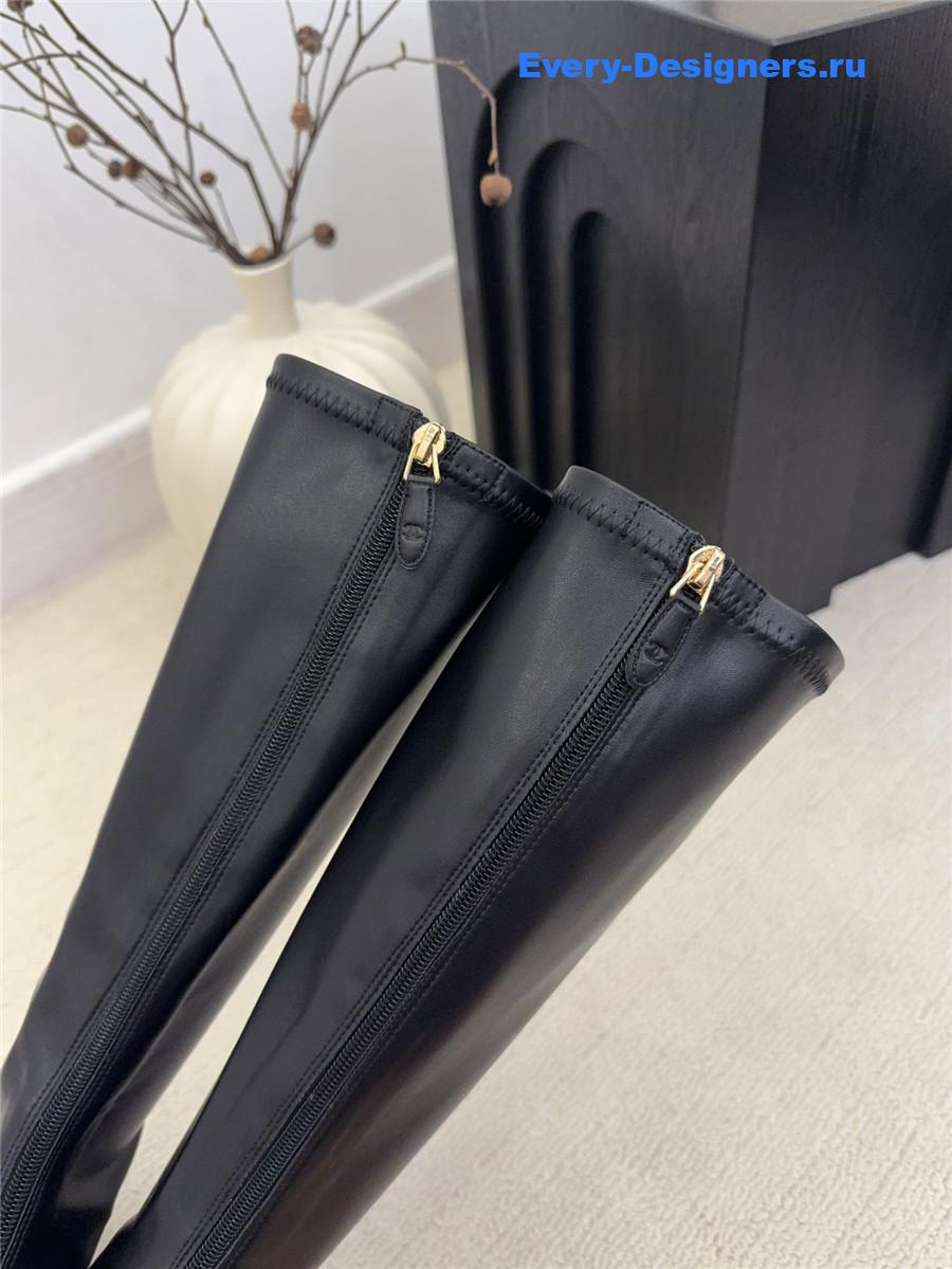 Ch**el wedge black over knee boots