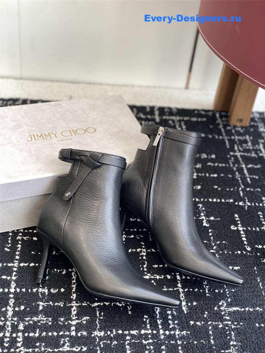 J1m*y Ch00 camie black leather ankle boots