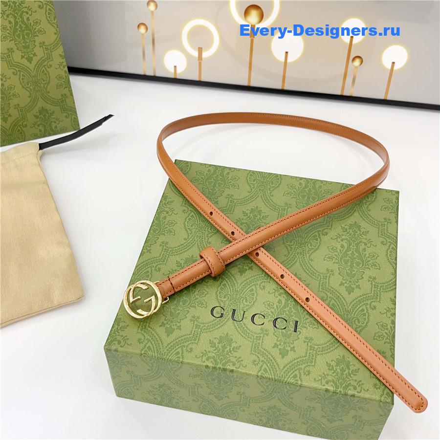 Gvc*1 brown gg marmont thin leather belt