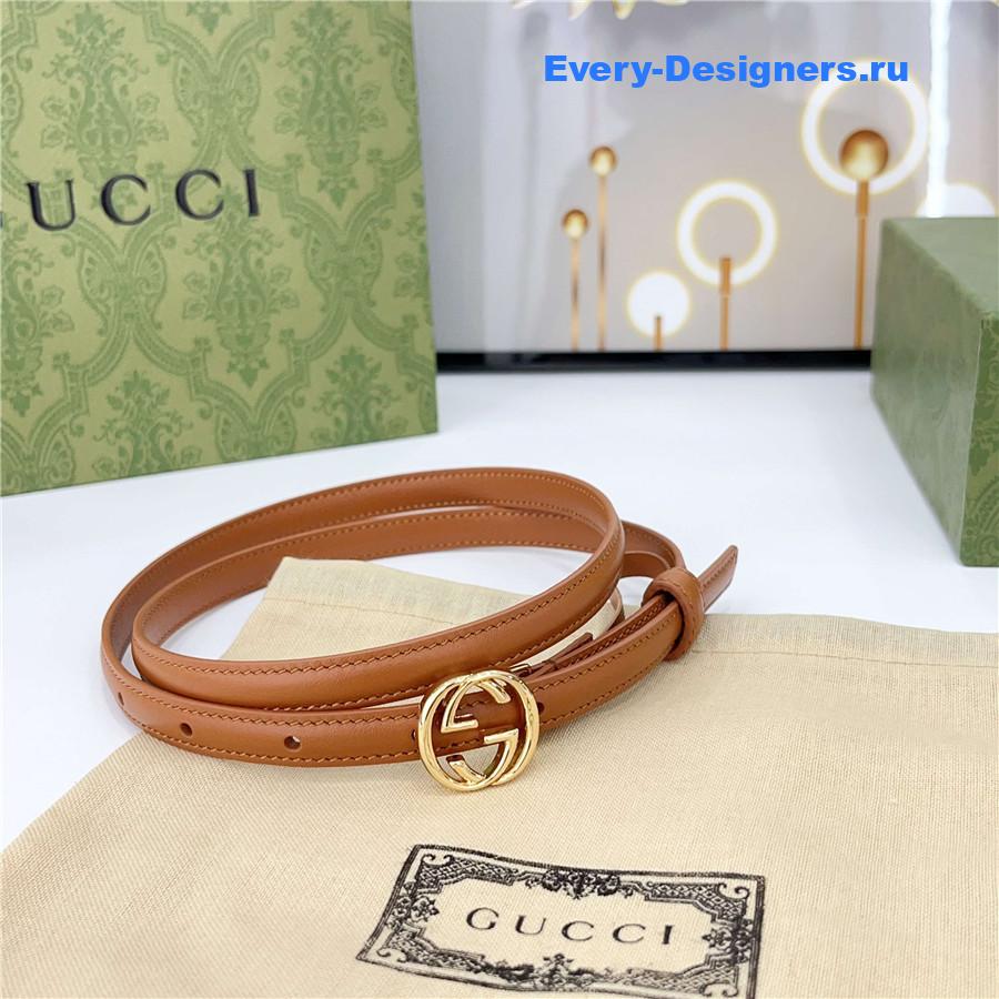 Gvc*1 brown gg marmont thin leather belt