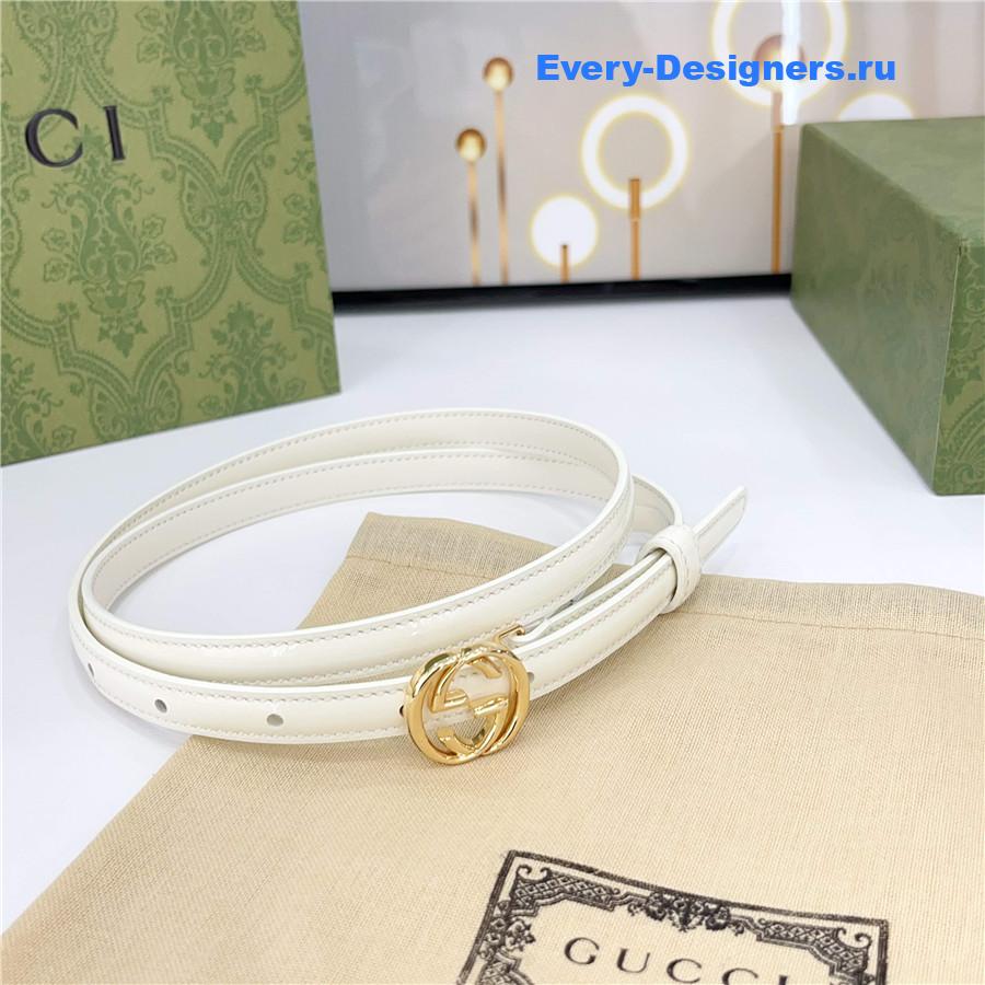 Gvc*1 white gg marmont thin leather belt