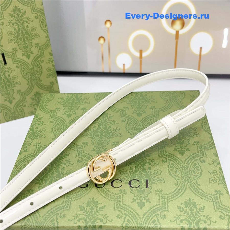 Gvc*1 white gg marmont thin leather belt