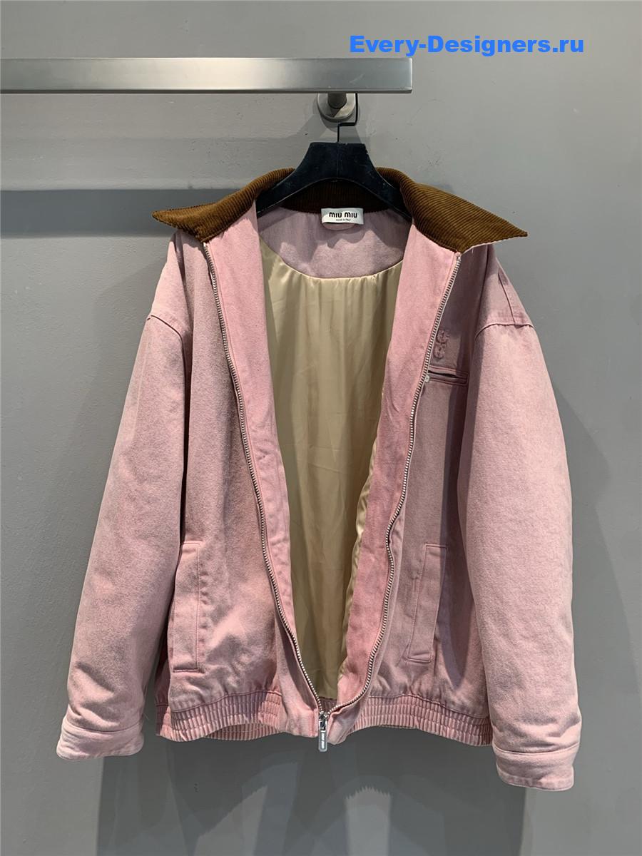 Miu Miu Pink Padded Denim Blouson Jacket