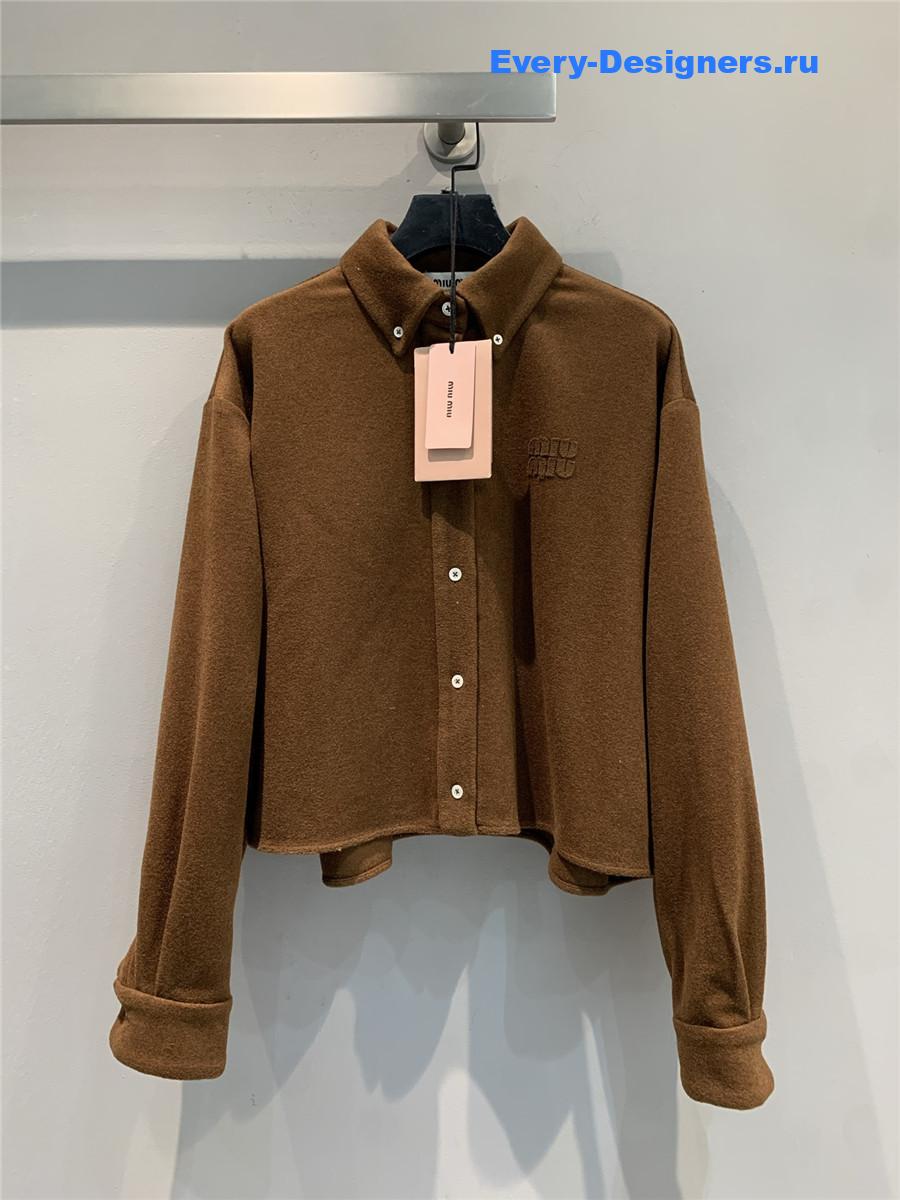 Miu Miu Cognac Double Cashmere Shirt