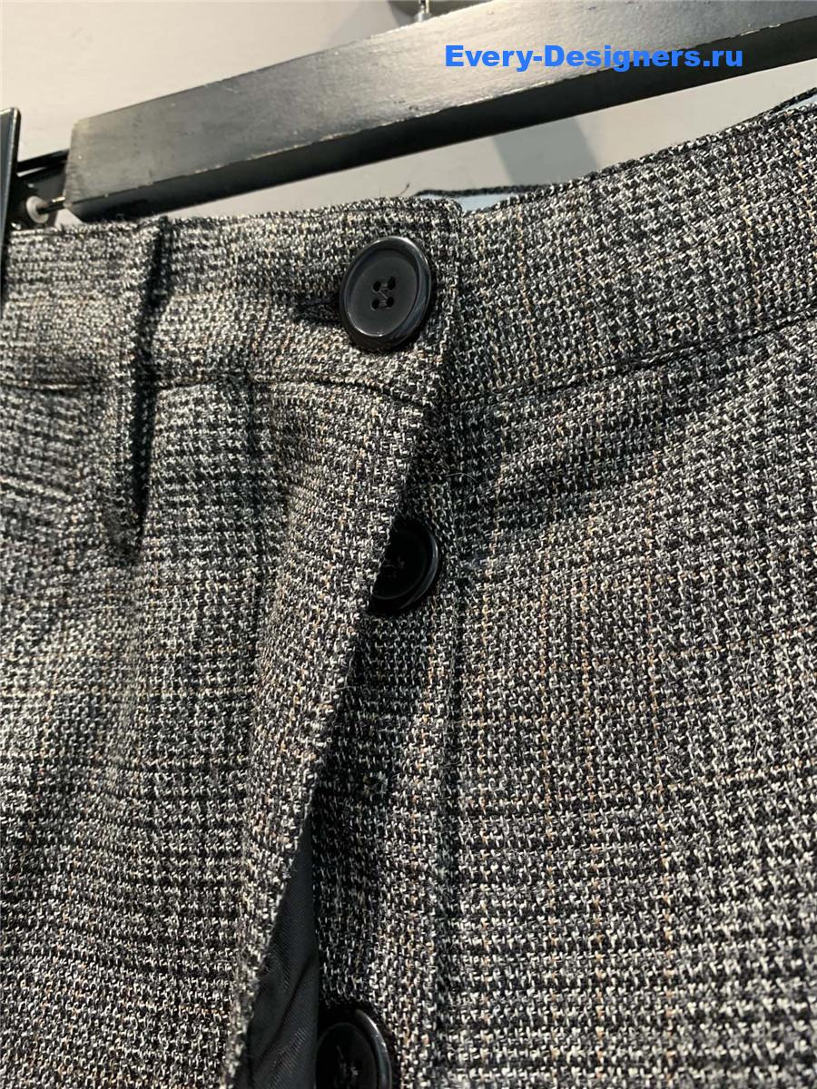 Pra*a dark grey wool check wide-leg pants