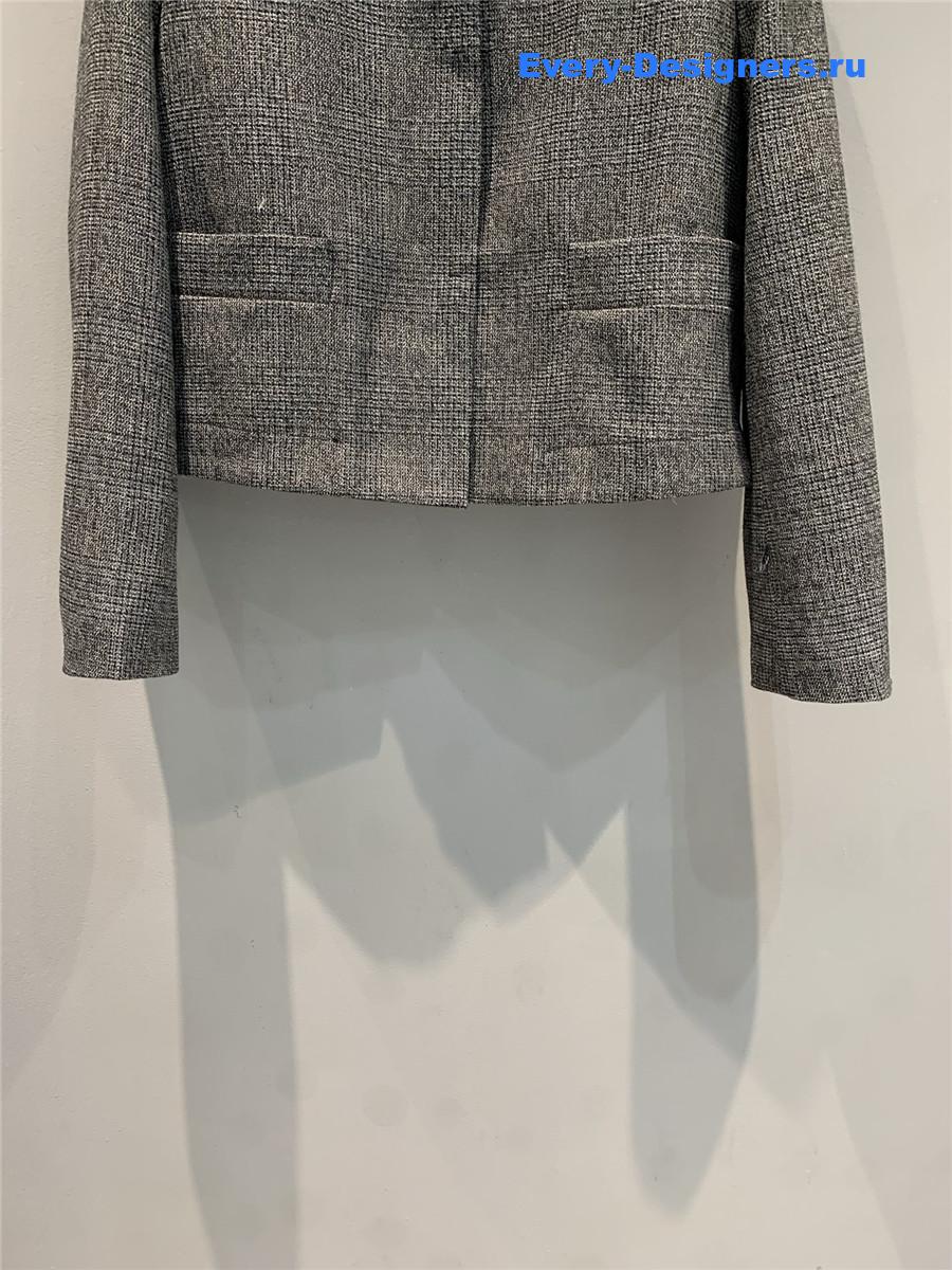 Pra*a dark grey wool check cropped coat