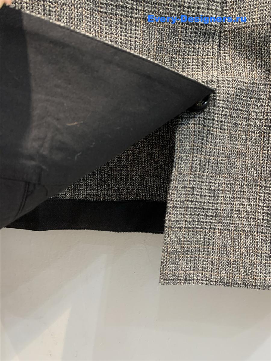 Pra*a dark grey wool check cropped coat