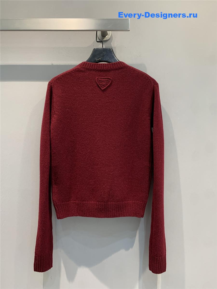 Pra*a burgundy cashmere plain cardigan
