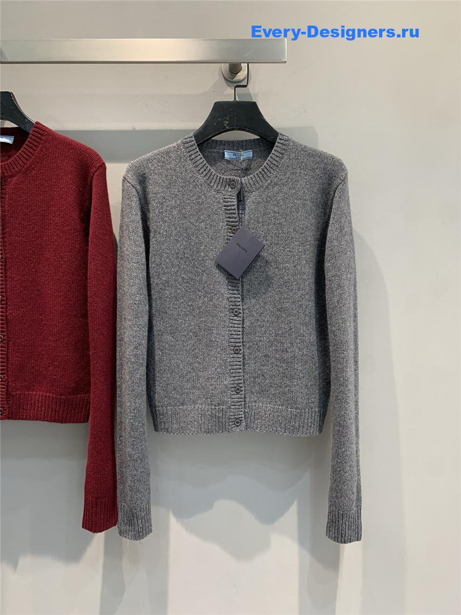 Pra*a grey cashmere plain cardigan
