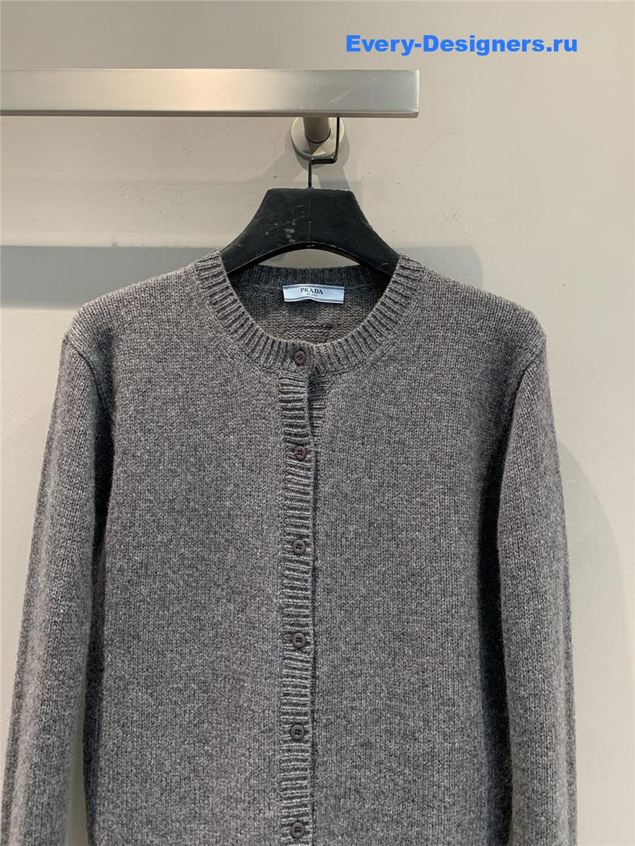 Pra*a grey cashmere plain cardigan