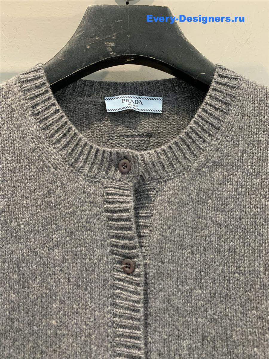 Pra*a grey cashmere plain cardigan