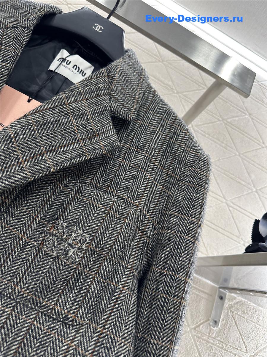 Miu Miu Grey Check Pocket Blazer