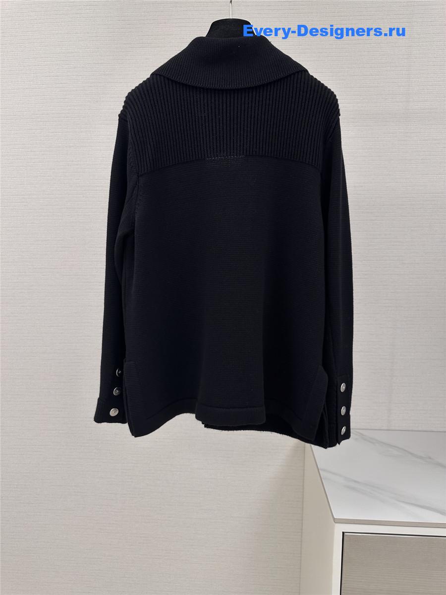 Ch**el black wool cardigan coat