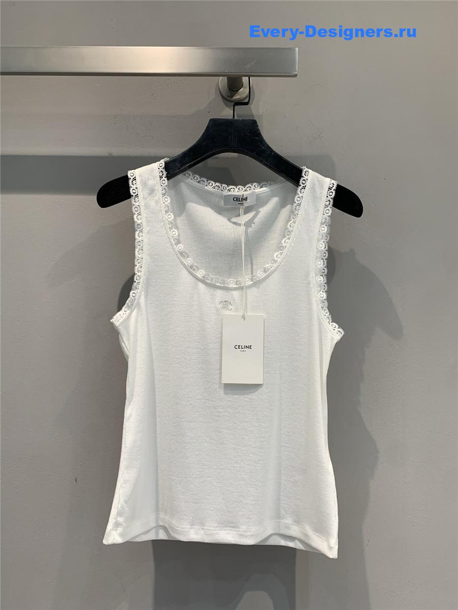 Ce1i*e white lace u-neck vest