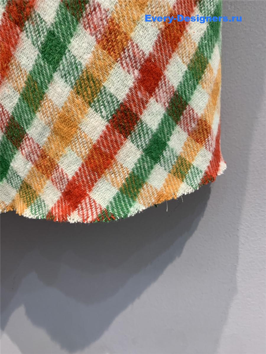 Miu Miu Red/green Diagonal Check Skirt