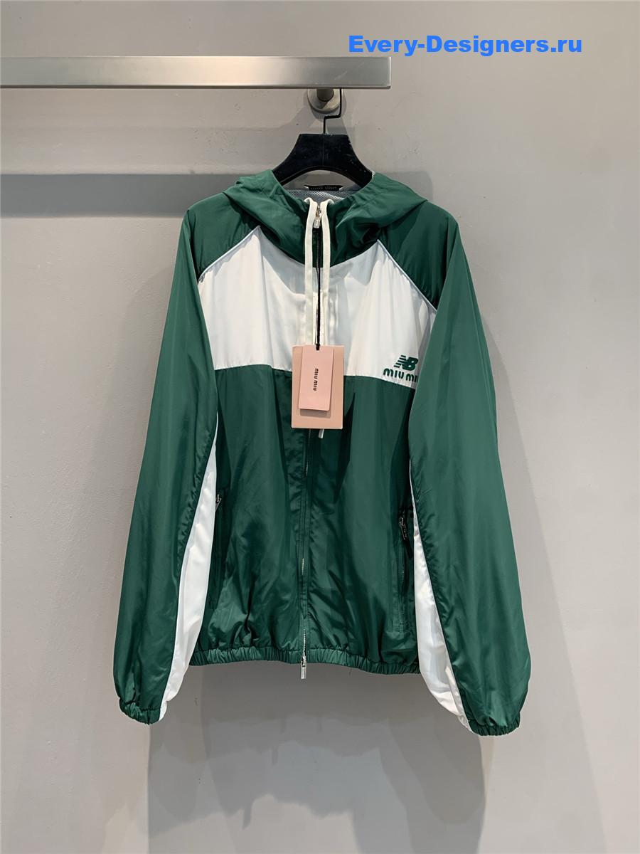 New Balance X Miu Miu Green Lace-Up Hooded Jacket