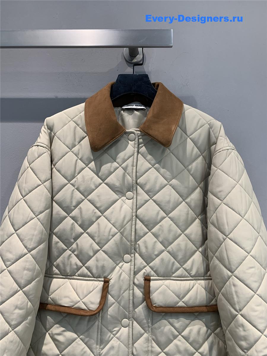Miu Miu Suede-Trim Quilted Barn Jacket