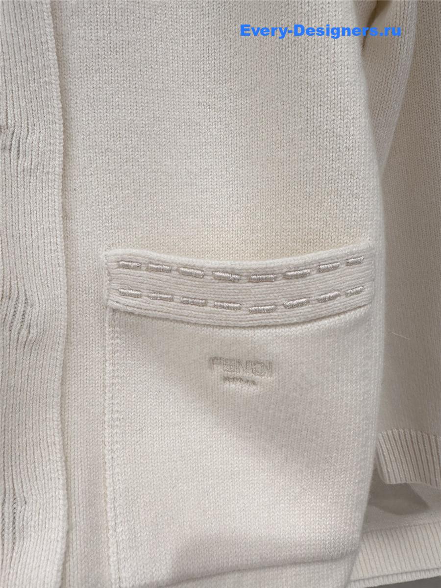 F**di white cashmere blend cardigan