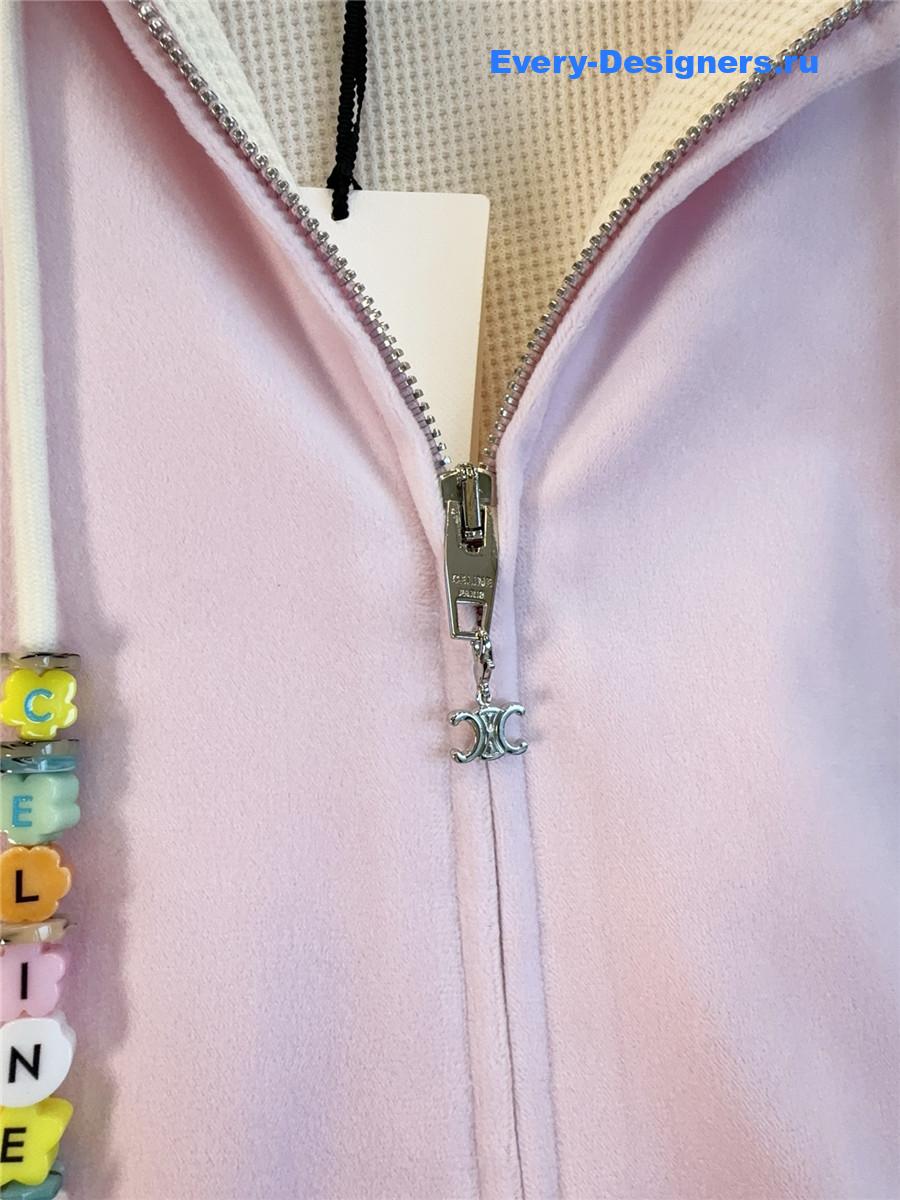 Ce1i*e pink velvet hooded jacket