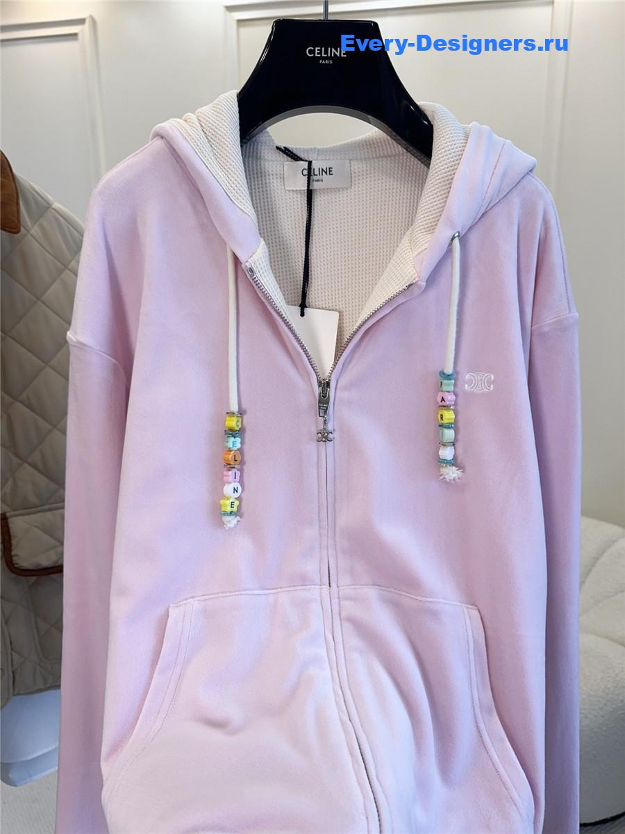 Ce1i*e pink velvet hooded jacket