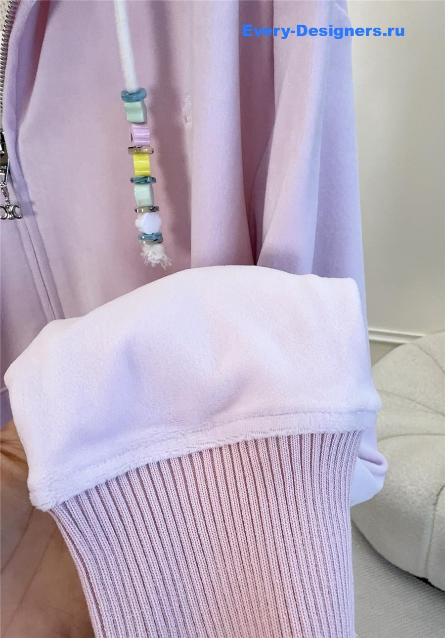 Ce1i*e pink velvet hooded jacket