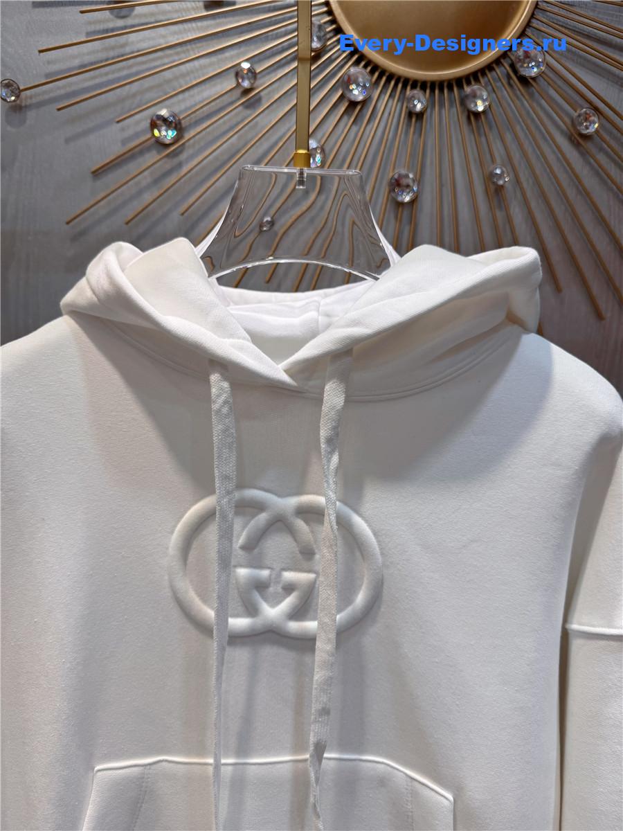 Gvc*1 white cotton jersey hooded sweatshirt