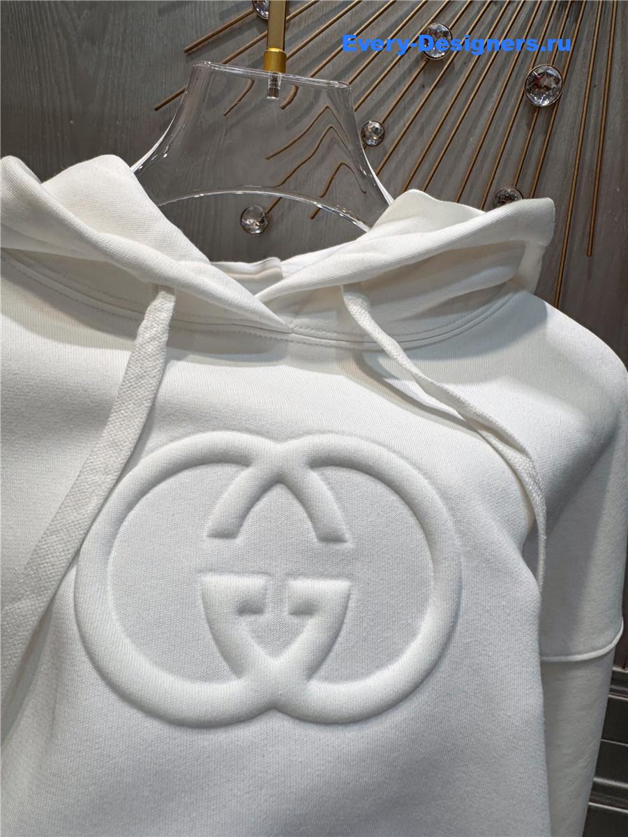 Gvc*1 white cotton jersey hooded sweatshirt