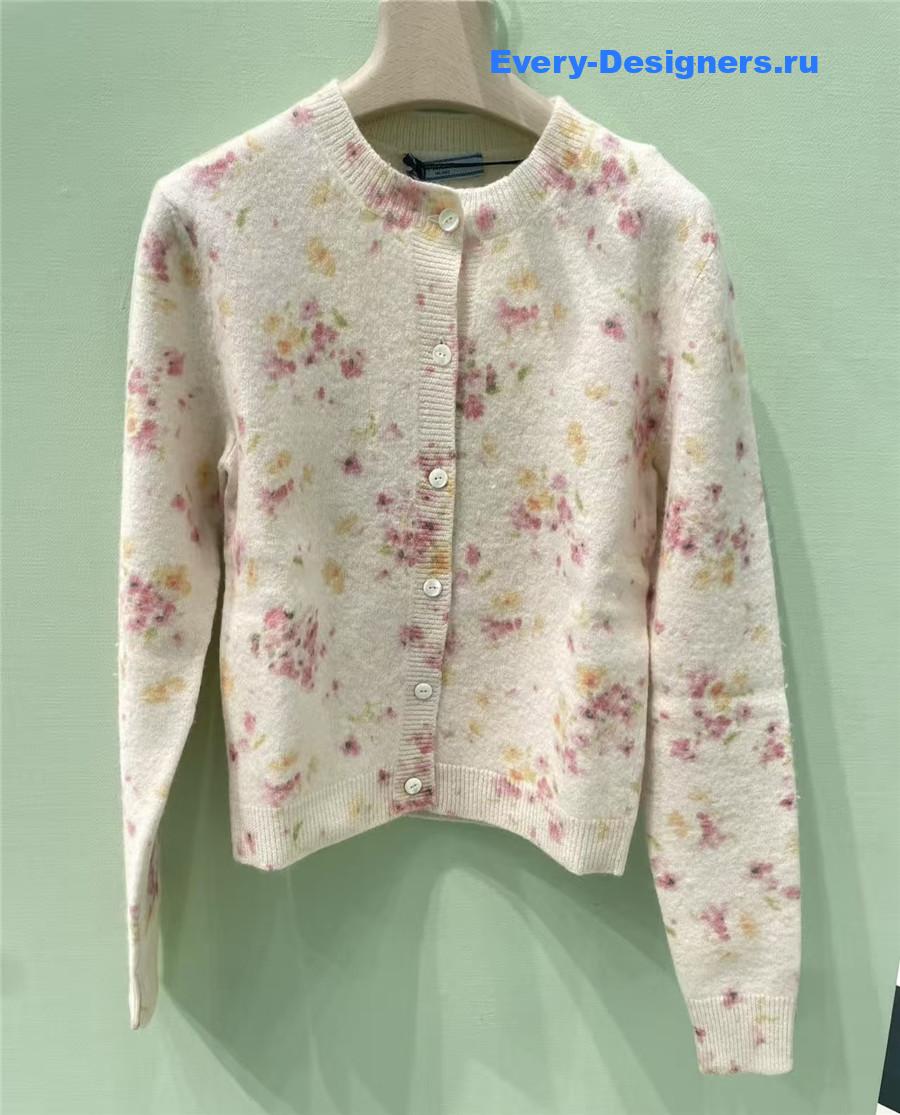 Pra*a begonia pink floral print wool cardigan