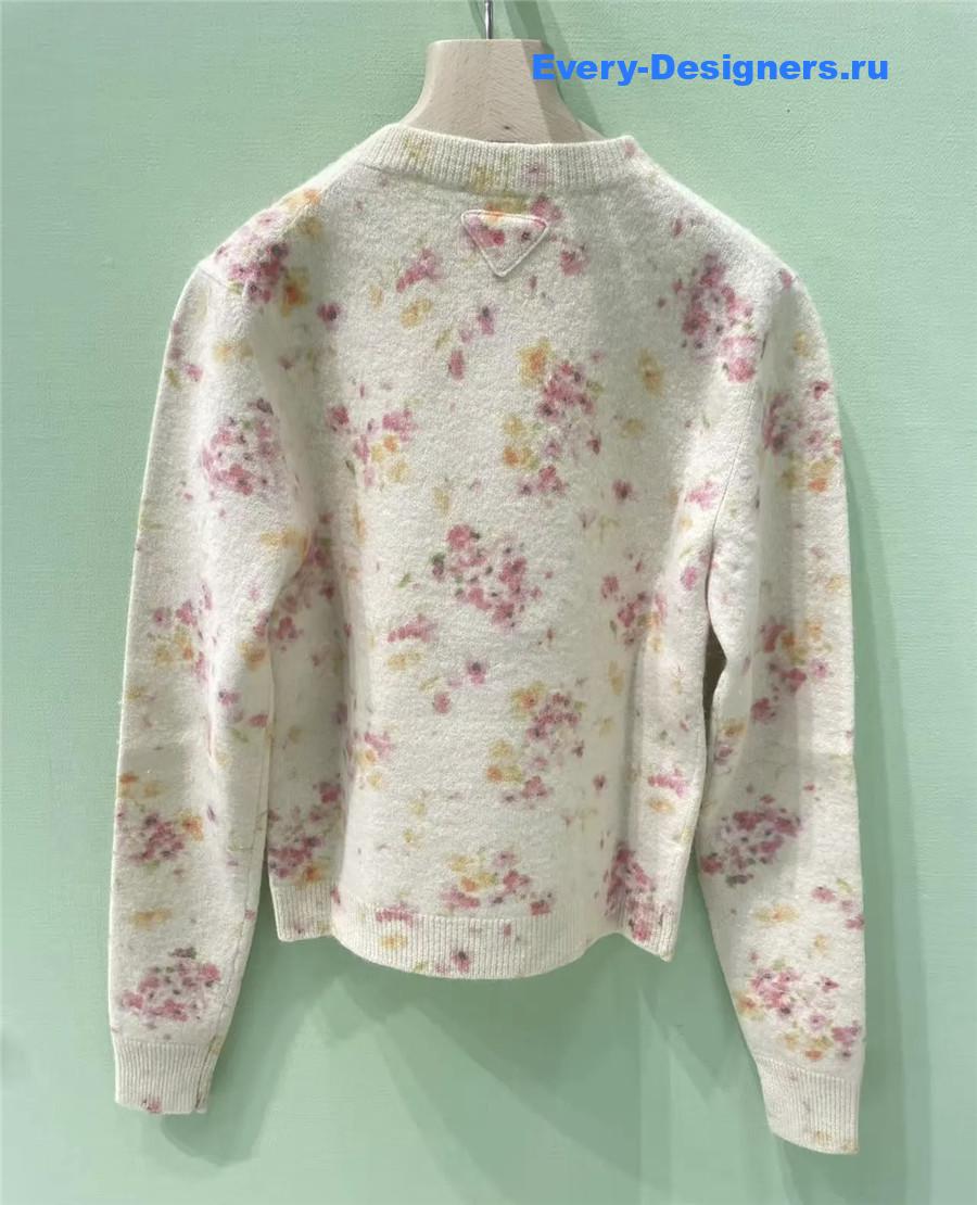 Pra*a begonia pink floral print wool cardigan