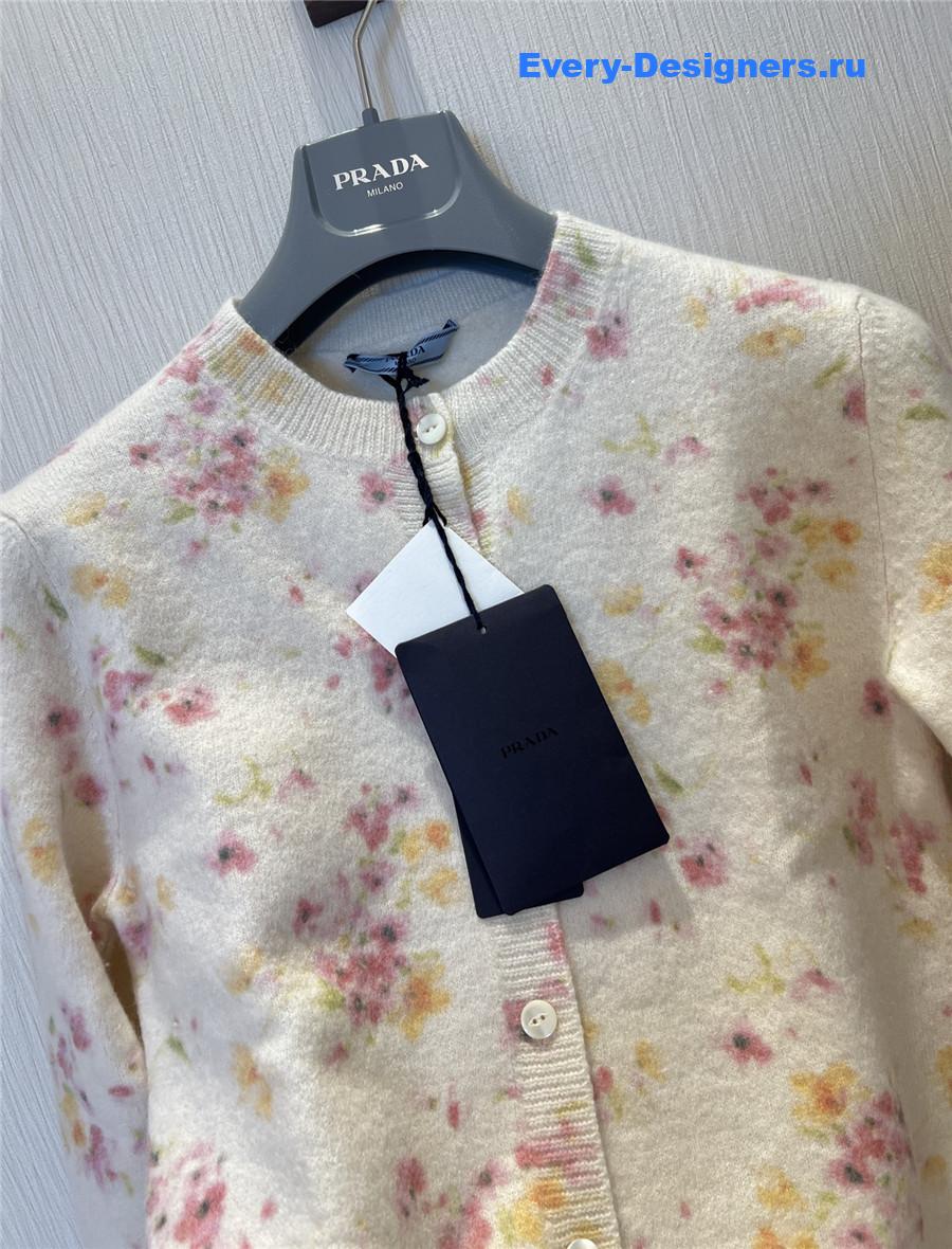 Pra*a begonia pink floral print wool cardigan