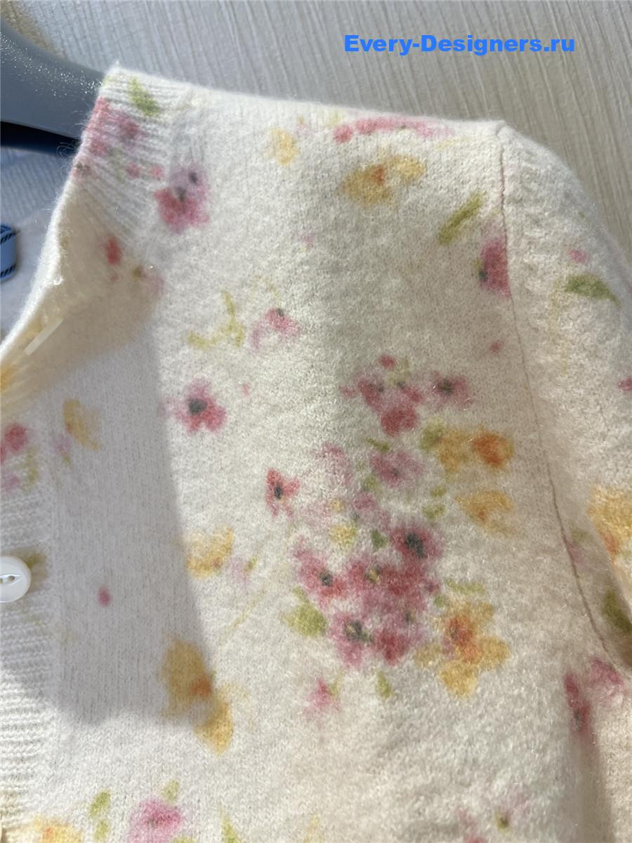 Pra*a begonia pink floral print wool cardigan