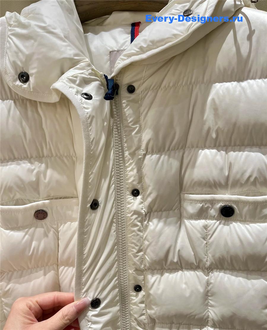 Moncler White Long Belted Down Jacket