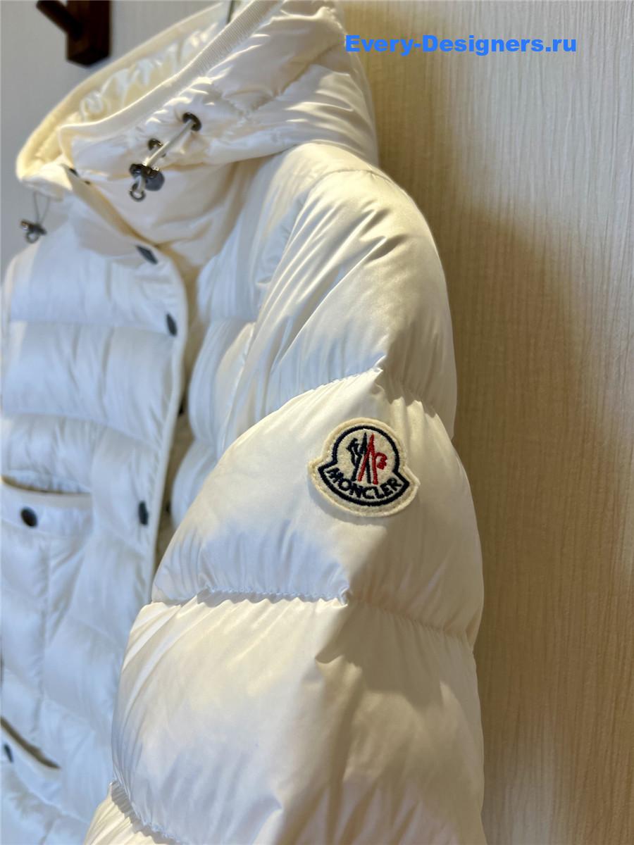 Moncler White Long Belted Down Jacket