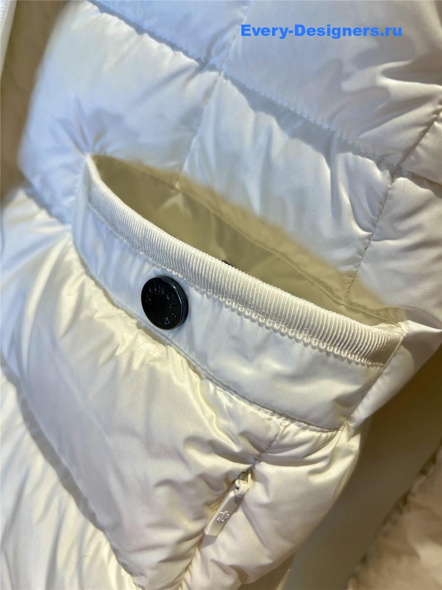 Moncler White Long Belted Down Jacket