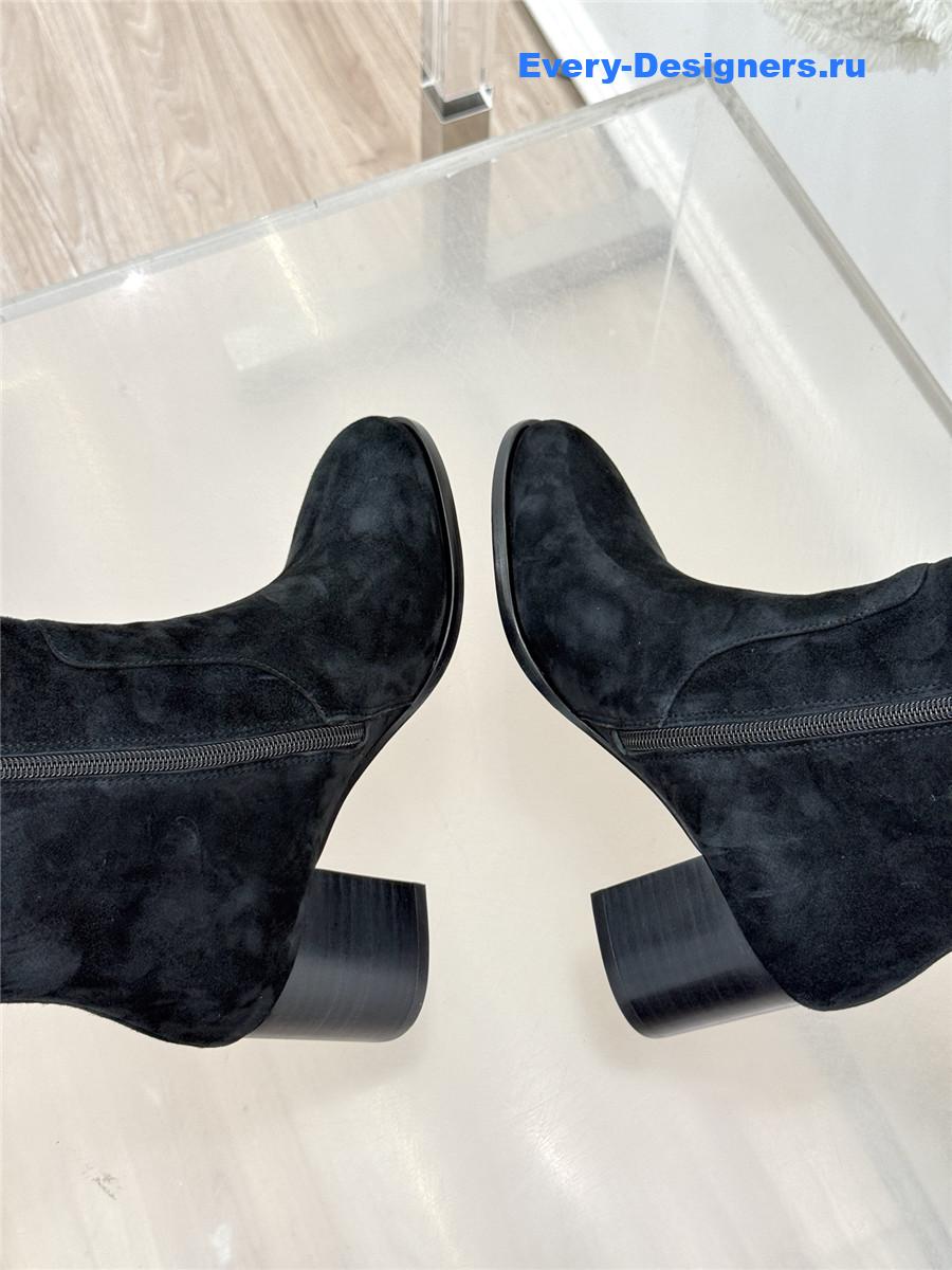 Ch**el cc black suede high heel boots