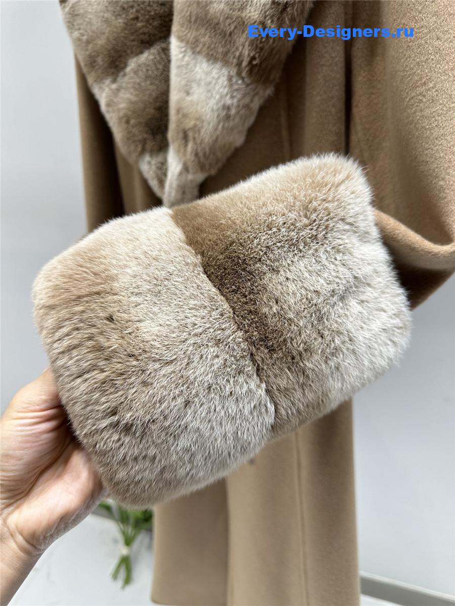 F**di real rex rabbit fur collar long trench coat