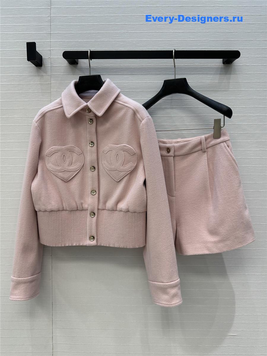Ch**el heart-shaped cc pocket wool jacket suit