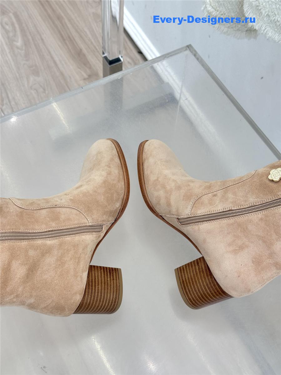Ch**el cc beige suede high heel boots