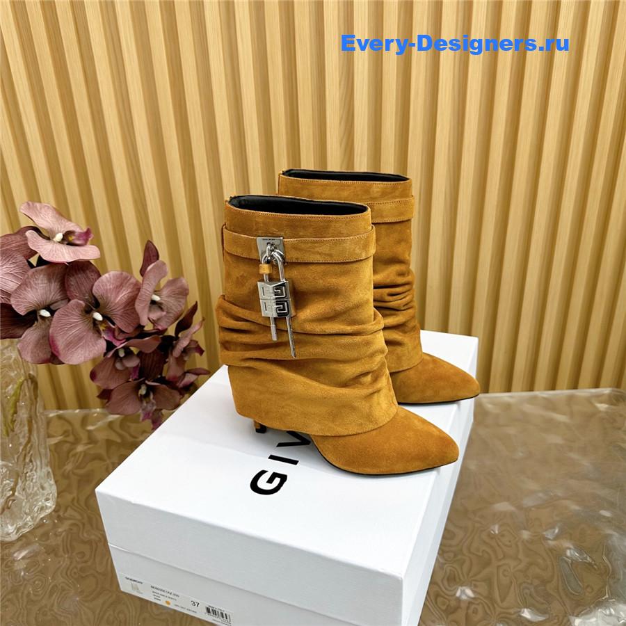 Givenchy Brown Shark Lock Stiletto Ankle Boots