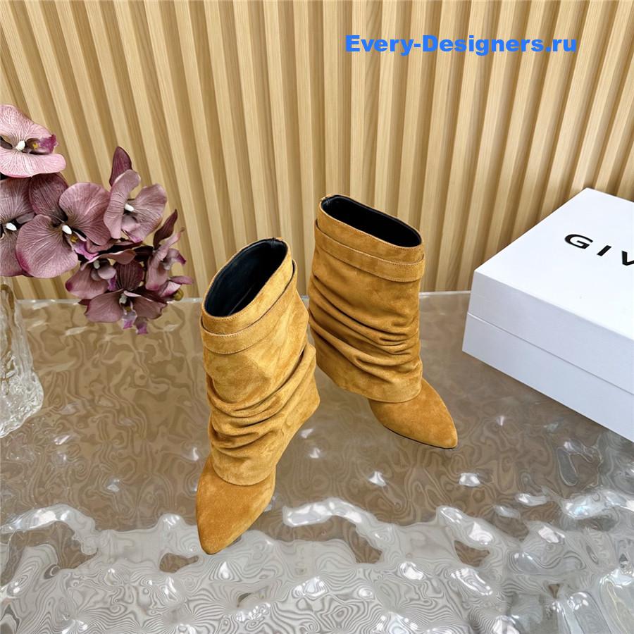 Givenchy Brown Shark Lock Stiletto Ankle Boots