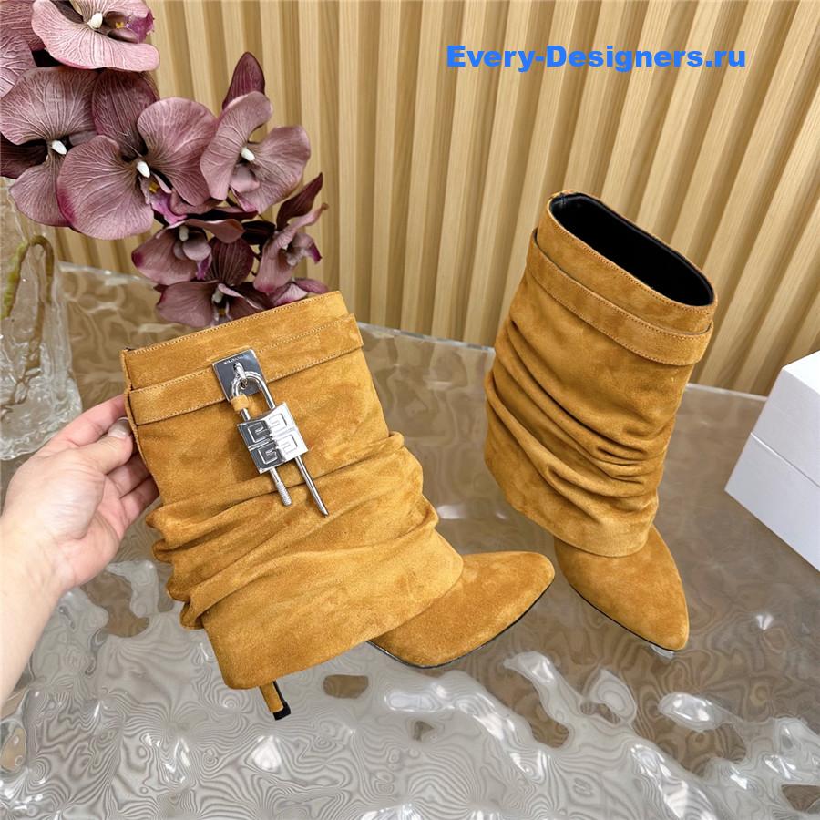 Givenchy Brown Shark Lock Stiletto Ankle Boots