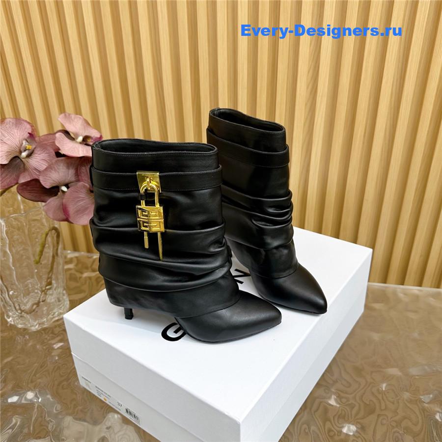 Givenchy Black Shark Lock Stiletto Ankle Boots