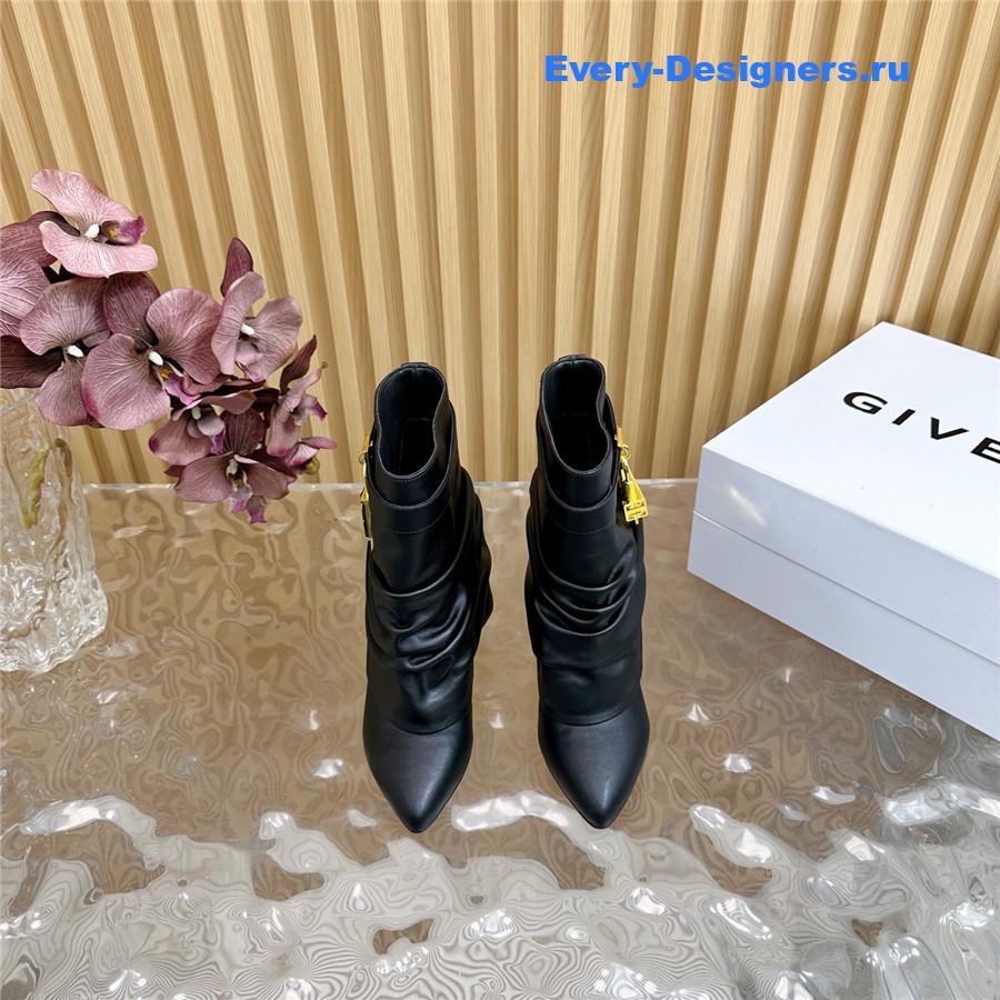 Givenchy Black Shark Lock Stiletto Ankle Boots