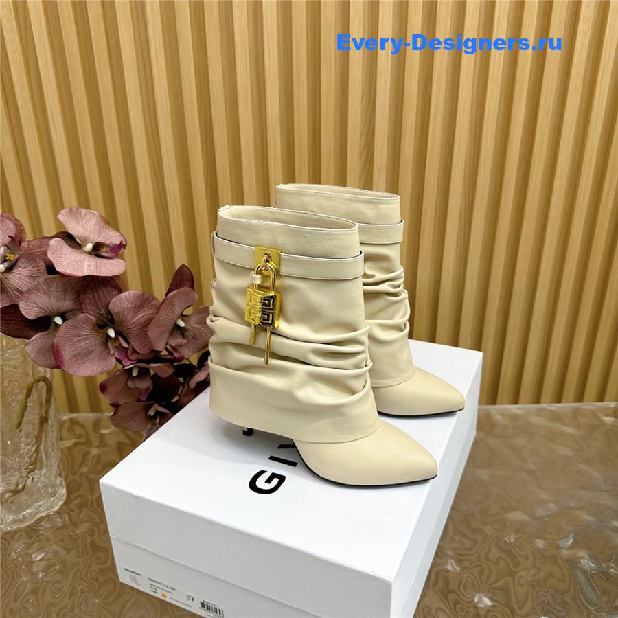 Givenchy Beige Shark Lock Stiletto Ankle Boots