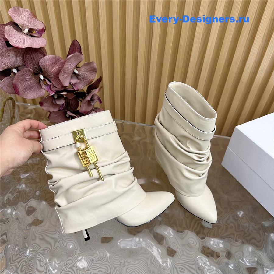 Givenchy Beige Shark Lock Stiletto Ankle Boots