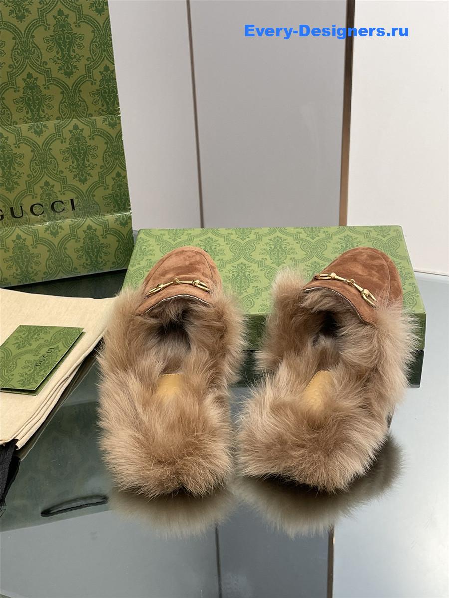 Gvc*1 brown suede wool flat mules